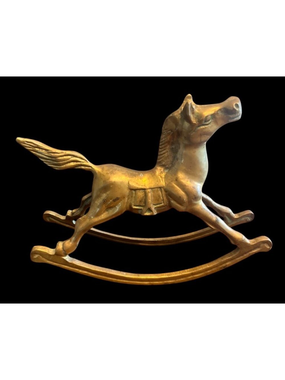 Vtg Solid Brass Rocking Horse Figurine Decorative Collectible 6" Mid-Century - Picture 2 of 6